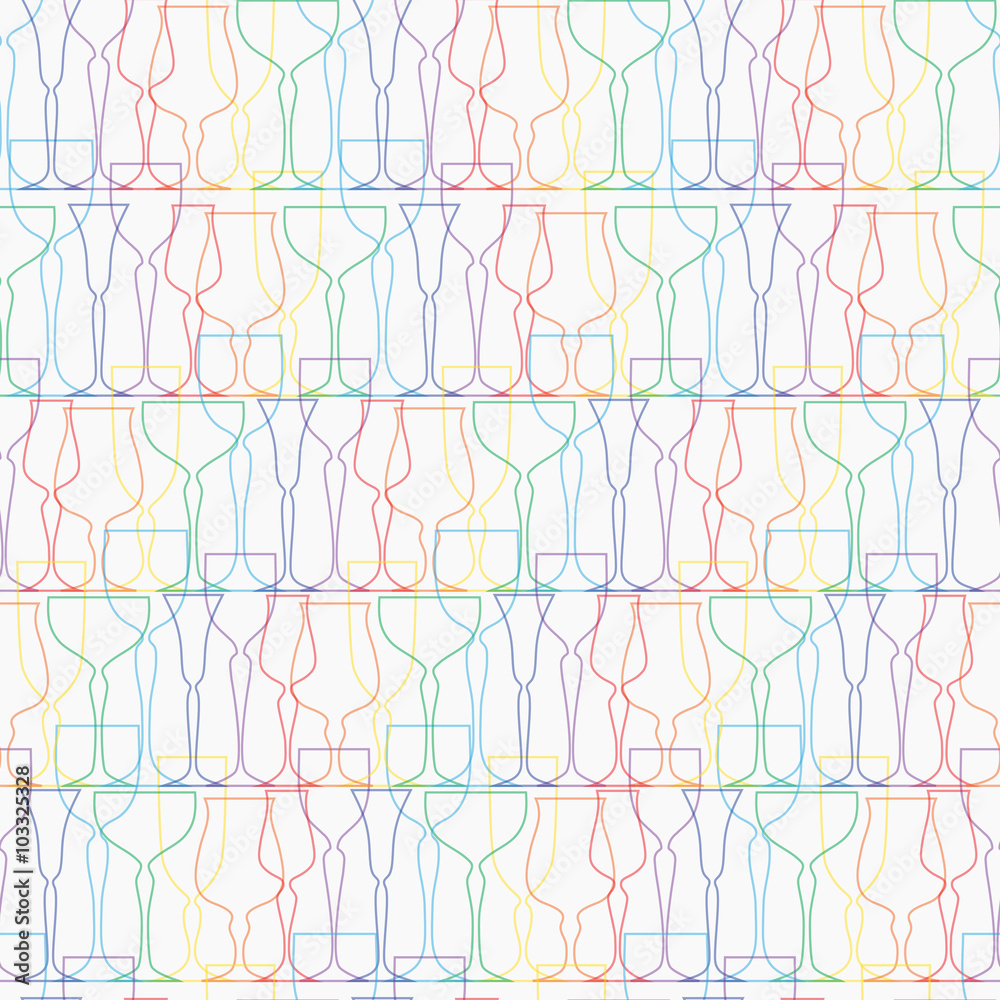 Colored glassware seamless pattern. Background, texture, textile