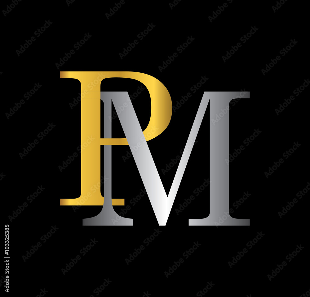 Pm Letter Logo Circle Gold Silver Stock Vector (Royalty Free) 714930649
