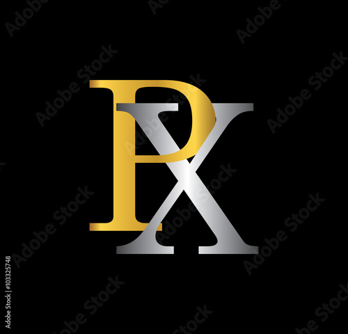 PX initial letter with gold and silver