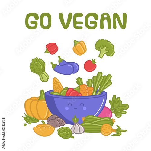 Illustrations vegetables go vegan