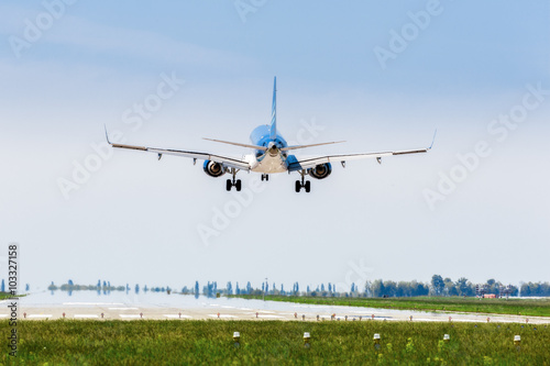 Ukraine, Borispol. The plane is landing at the international airport Borispol