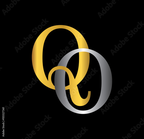 QO initial letter with gold and silver