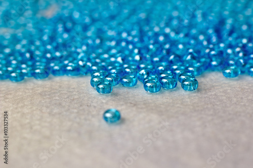 Blue glass beads for embroidery