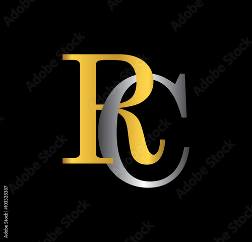RC initial letter with gold and silver
