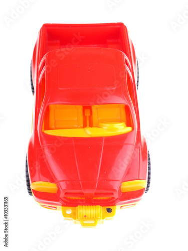 red toy car on a white background