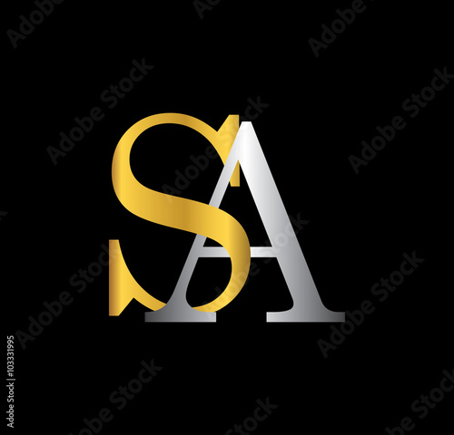 SA initial letter with gold and silver