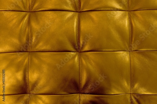 Horizontal Texture of Golden Upholstery Leather Pattern Background