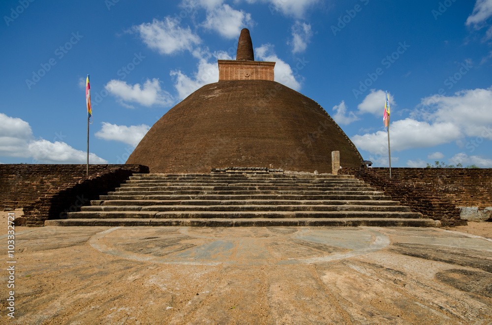 View of big Stupa the Abhayagiri Dagaba in Sri Lanka