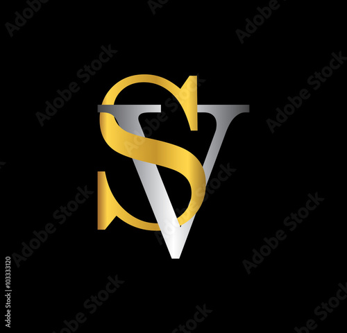 SV initial letter with gold and silver