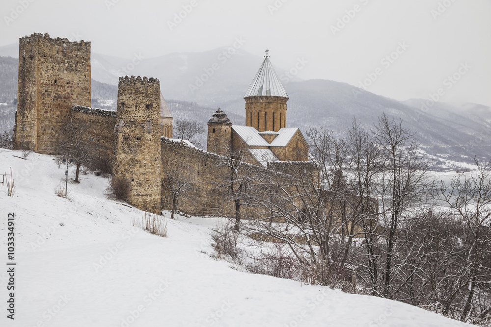 Ananuri fortress in winter. Georgia