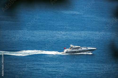 Luxury yacht sailing in Mediterranean Sea near French Riviera, M