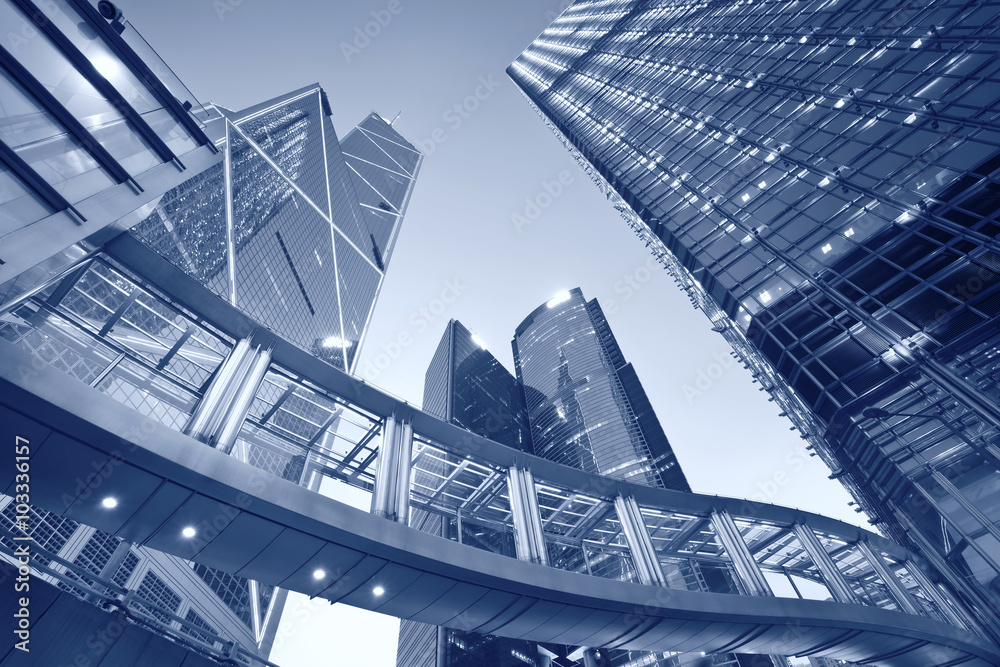 Fototapeta premium Hong Kong. Toned image of contemporary architecture in Hong Kong.