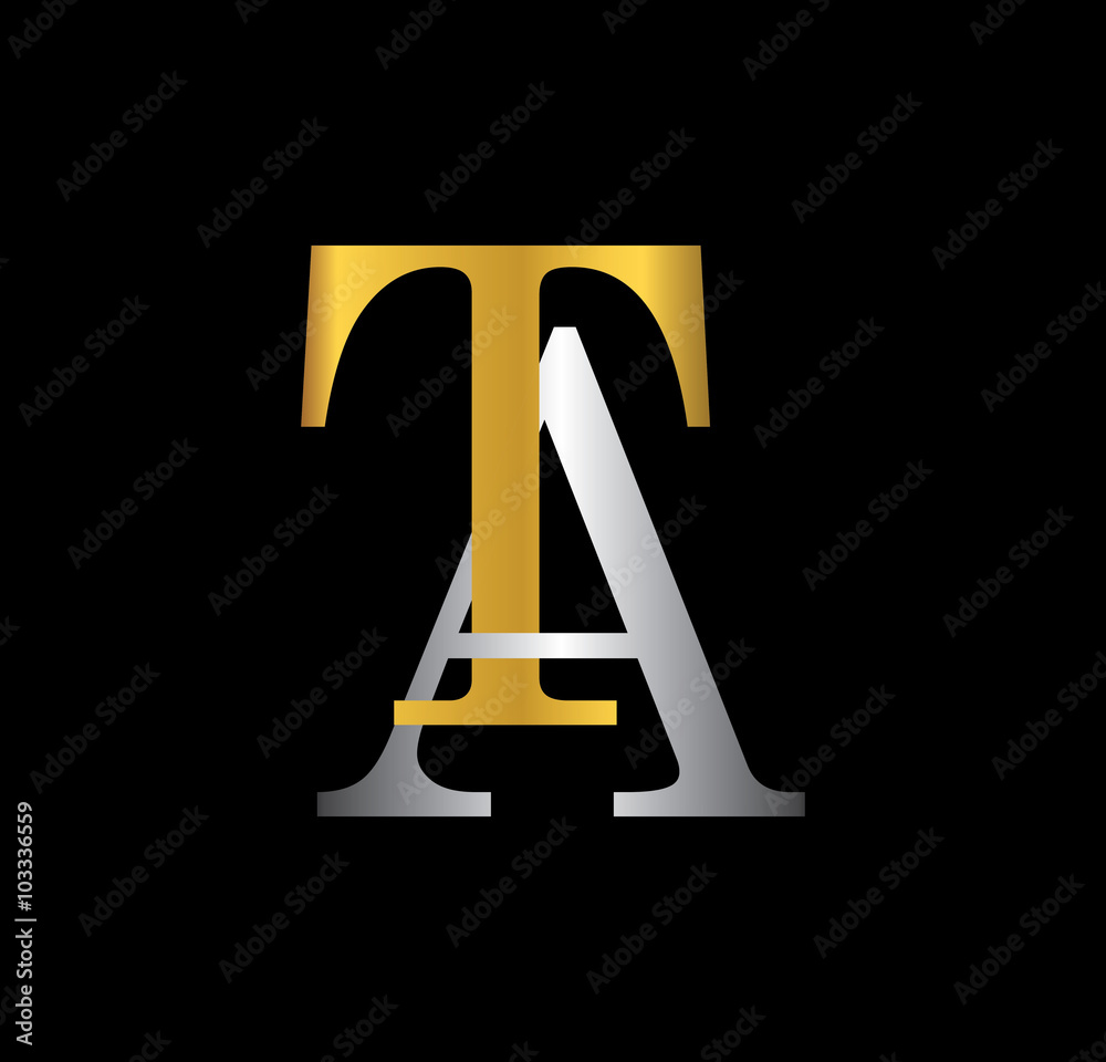 TA initial letter with gold and silver