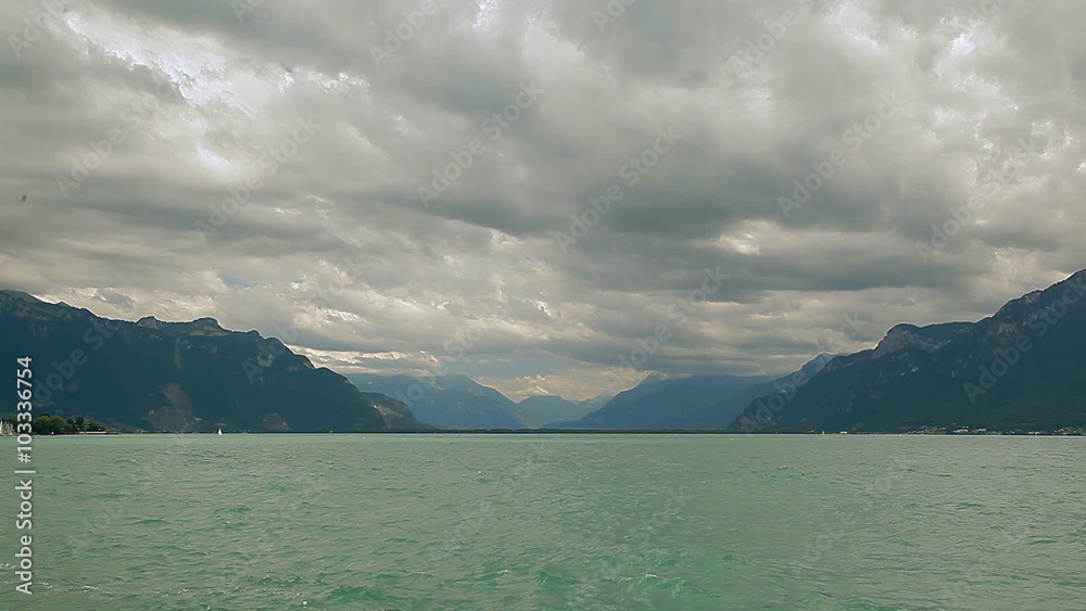 Lake Geneva, a picturesque pond between high mountains Lake Geneva, a picturesque pond between high mountains