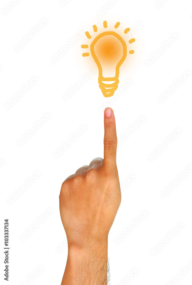 male hand holding writing lamp on white background, idea concept. male hand holding writing lamp on white background, idea concept.