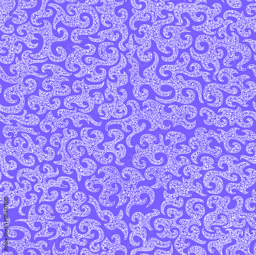 Beautiful vector violet figured seamless pattern with lines and curling shapes