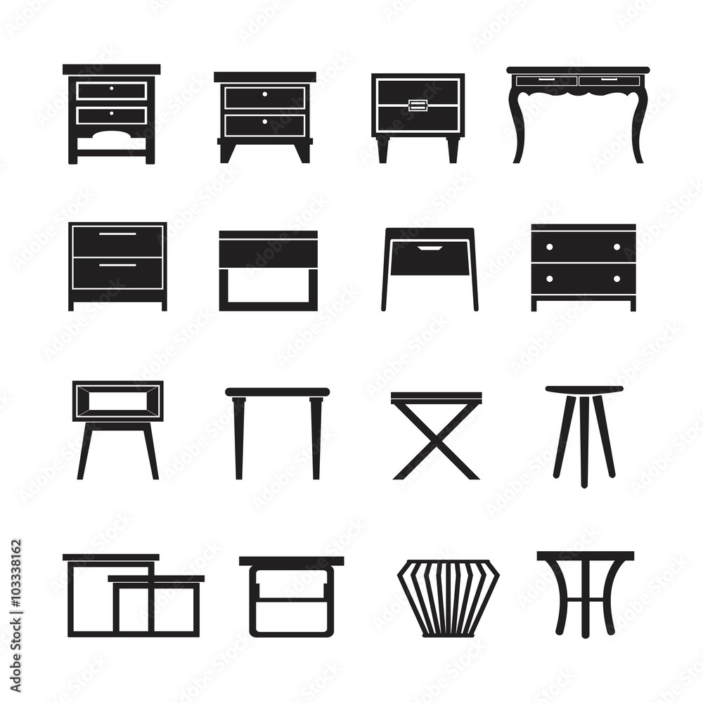 side table vector, furniture icon set side table vector, furniture icon set