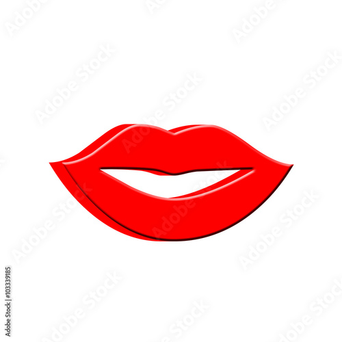 Red lip on white background.
