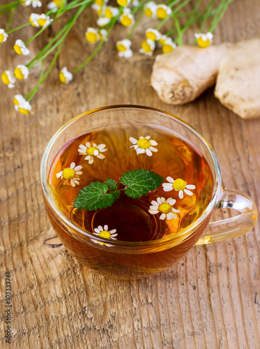 tea with a chamomile and ginger