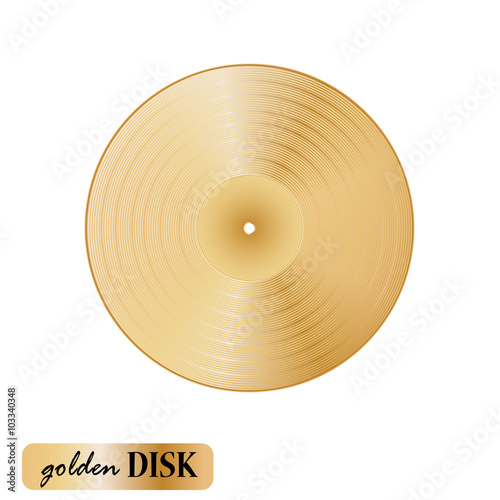 Golden disk vinyl on white background. Vector illustration