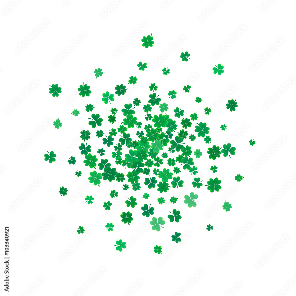 St. Patricks day background with flying clovers. St. Patricks day background with flying clovers.