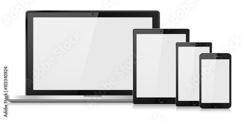 vector illustration modern laptop, phone, tablet on a white background