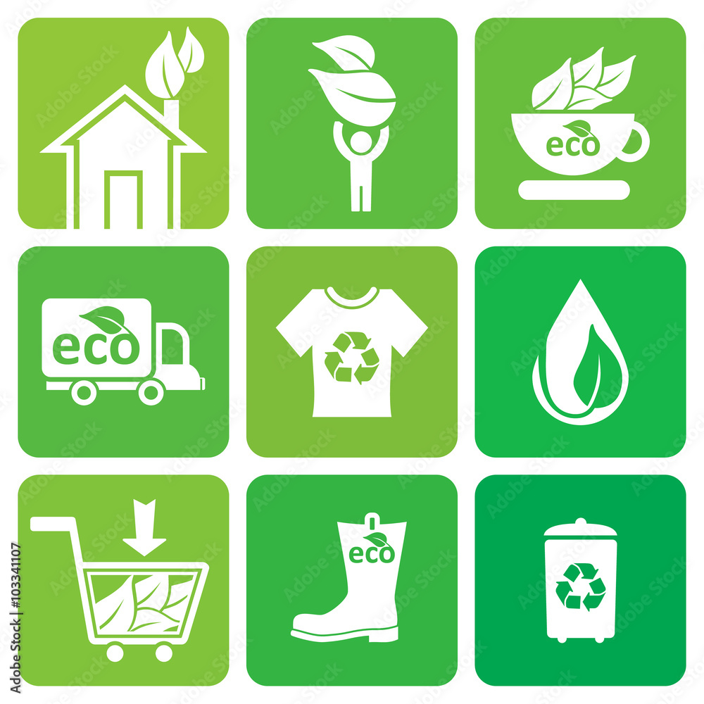 Eco design. Set of simple icons. Eco design. Set of simple icons.