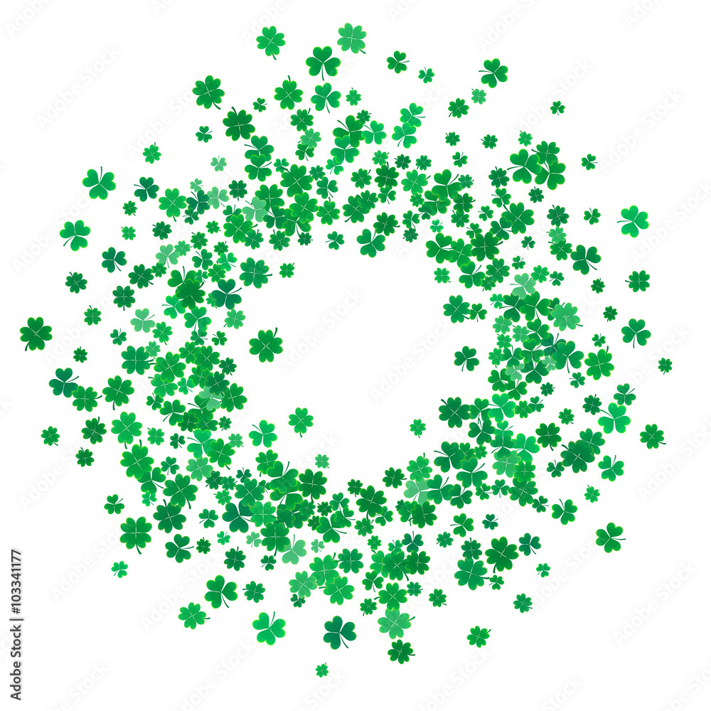 St. Patricks day background with flying clovers. St. Patricks day background with flying clovers.