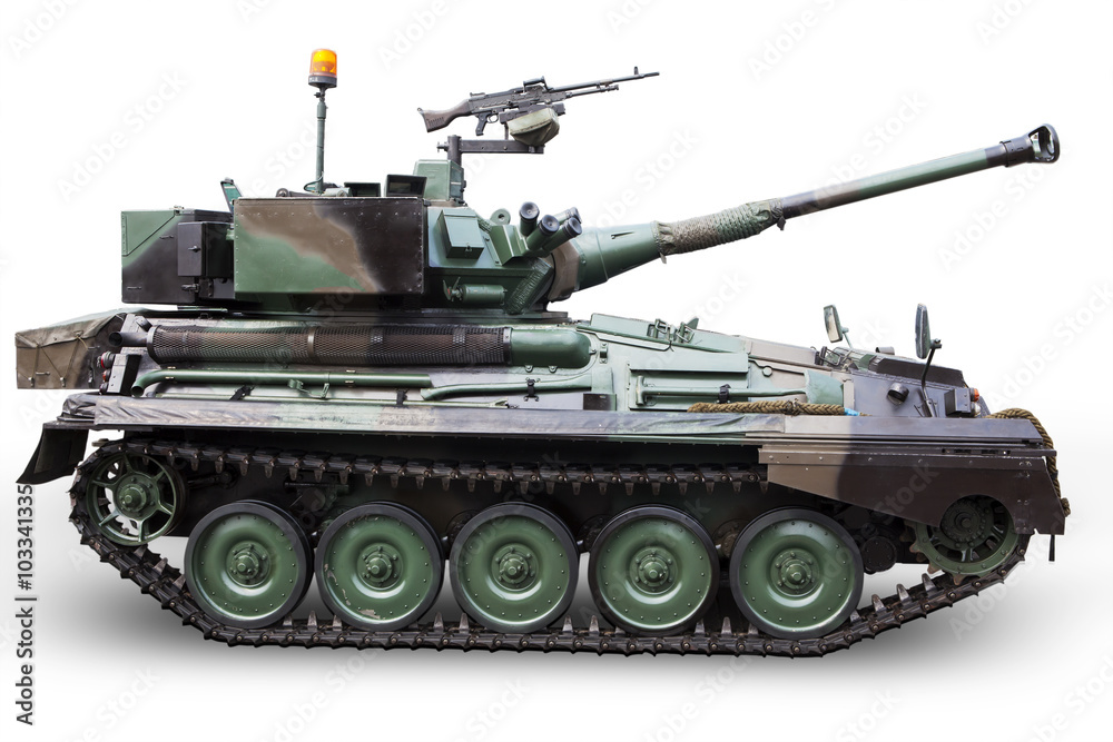 Military tank with weapon