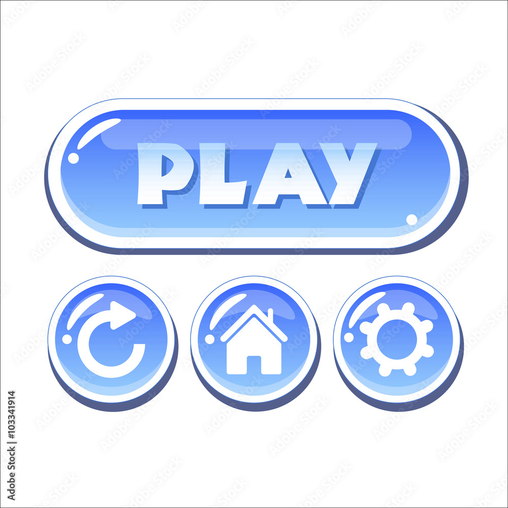 Set of blue glassy vector buttons. Menu elements for web or game design. Isolated on white background Set of blue glassy vector buttons. Menu elements for web or game design. Isolated on white background