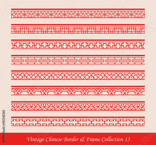 Vintage Chinese Border Frame Vector Collection 13