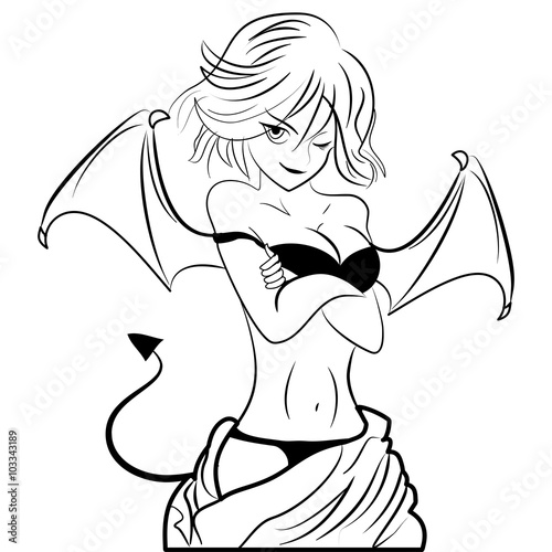 Demon girl sketch vector