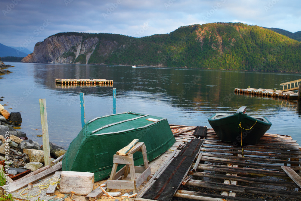 Old green fishing boat