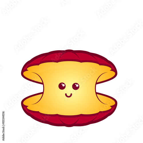 Cute cartoon-style mollusk inside seashell