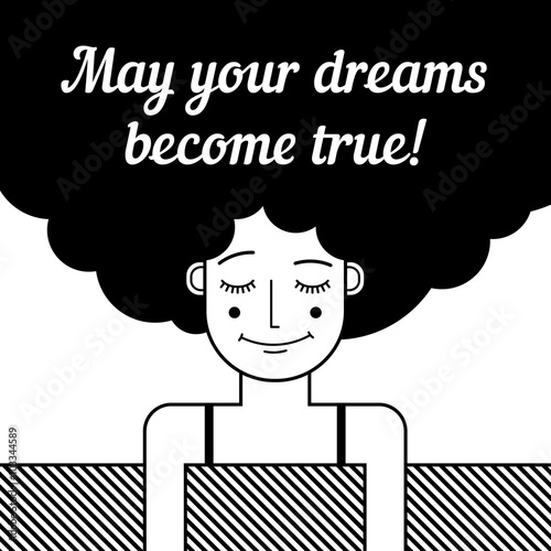 Young woman sleeping and dreaming of her wishes