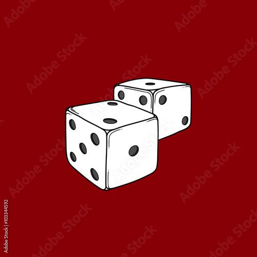 Two colored cartoon-style dice cubes
