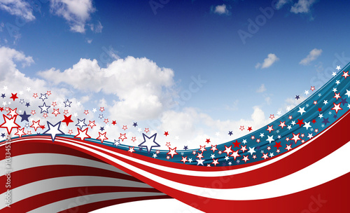 american flag with stars and sky