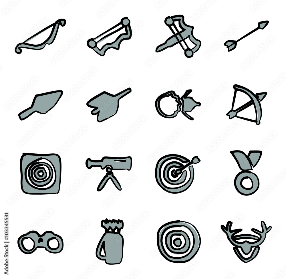 Obraz premium Archery Icons Freehand 2 Color