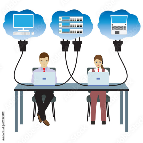 Network cloud technology. Illustration.