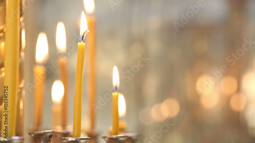 candles in the temple on the eve of Easter