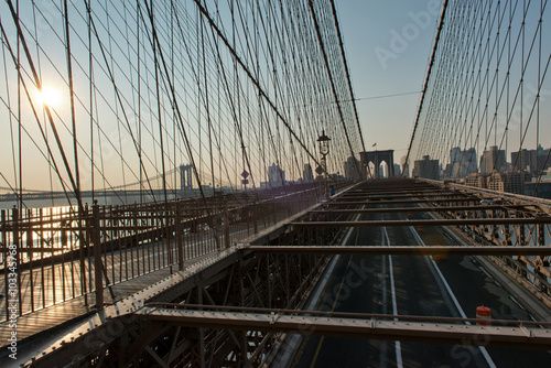 Warm Sunrise Over Brooklyn and Manhattan Bridges