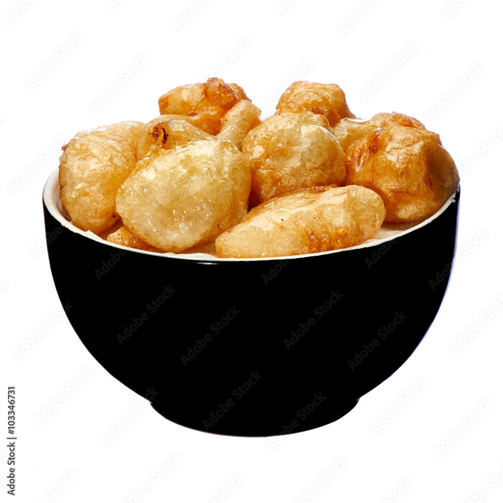 fried fruit smeared with honey fried fruit smeared with honey