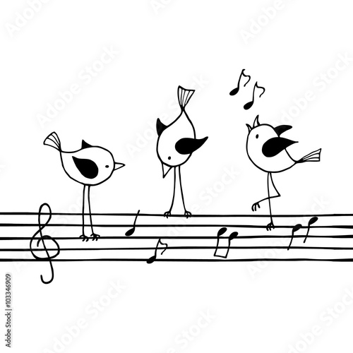 Three birds on the stave.