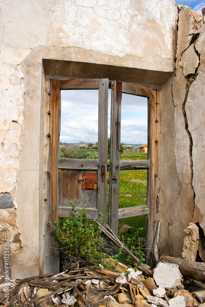 abandoned farmhouse window