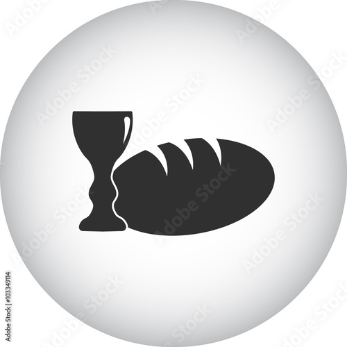 Easter bread wine simple icon on colorful background