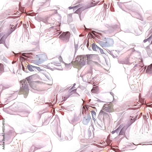 Seamless pattern with watercolor flowers.