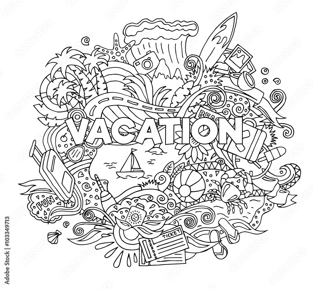 Doodle Summer Vacation Illustration Doodle Summer Vacation Illustration