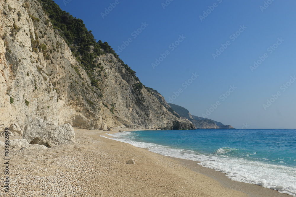 Fototapeta premium The beautiful beach of Egremni, on the island of Lefkada in Greece