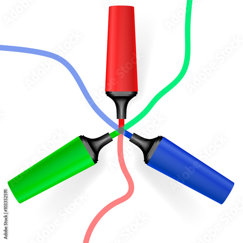 highlighters Isolated on white background. Vector illustration.