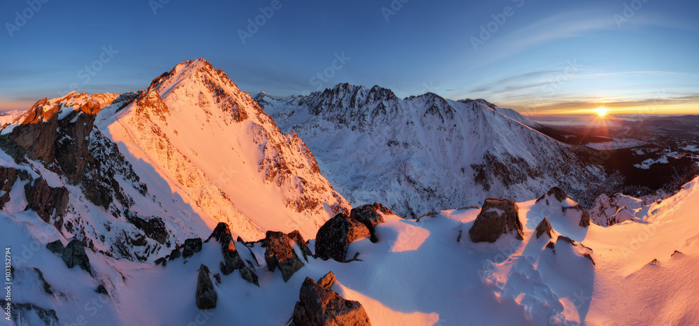 Naklejka premium Winter mountain in Slovakia from Tatras - Solisko landscape